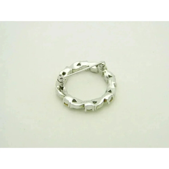 1940's CROWN TRIFARI Patent Pending Clear Rhinestone Wreath Pin Brooch - Picture 4 of 4